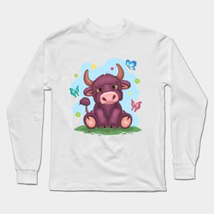 Cartoon Furry Bull. Long Sleeve T-Shirt